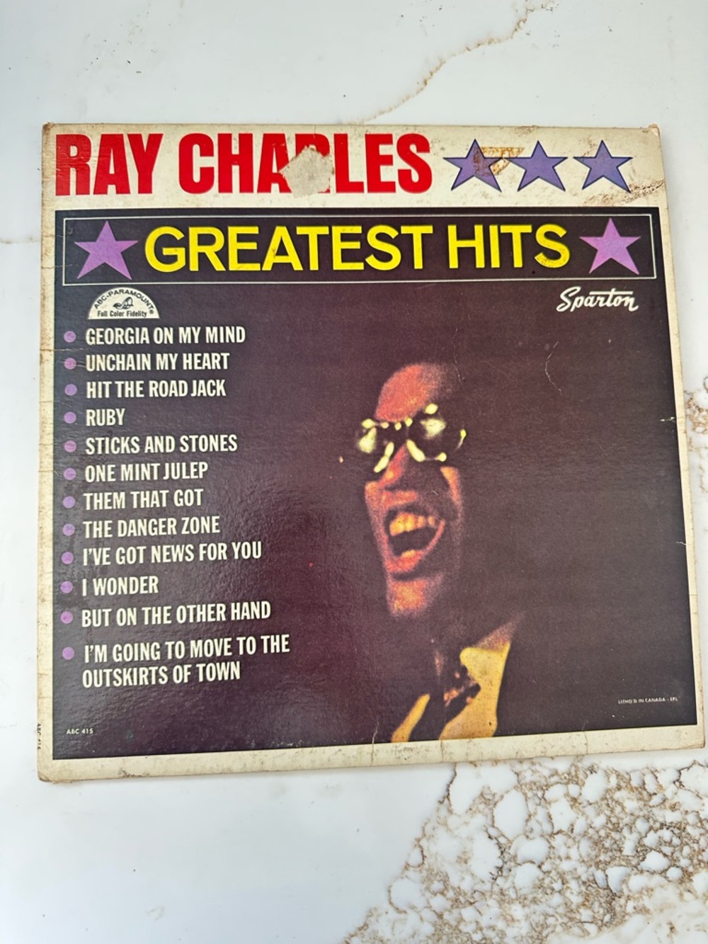 Ray Charles Greatest Hits Vintage Vinyl LP Record Album With Georgia On My Mind